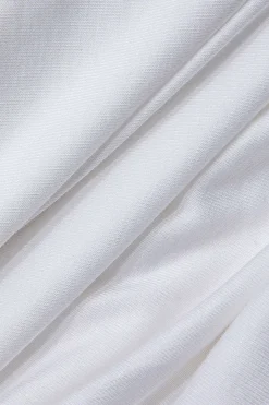 MICAS Midi Dresses-Asymmetrical Ruched One Shoulder Midi Dress WHITE