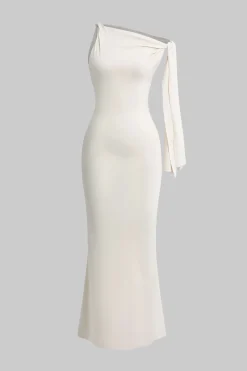 MICAS Maxi Dresses-Asymmetrical Twist Knot Mermaid Maxi Dress