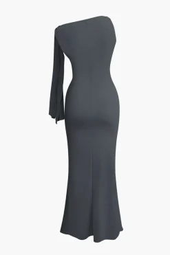 MICAS Maxi Dresses-Asymmetrical Twist Knot Mermaid Maxi Dress
