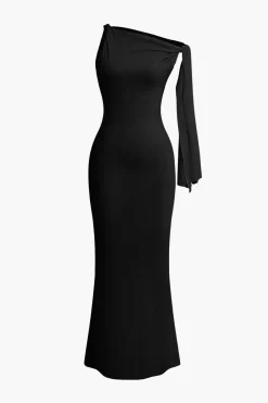 MICAS Maxi Dresses-Asymmetrical Twist Knot Mermaid Maxi Dress