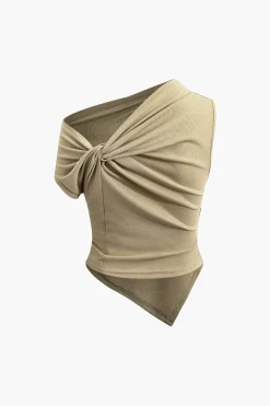 MICAS Skirt Sets-Asymmetrical Twist Top And High Waist Maxi Skirt Set