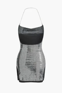 MICAS Mini Dresses-Backless Chain Mini Dress SILVER