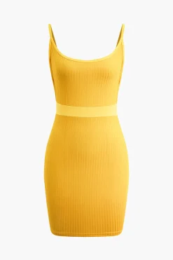 MICAS Mini Dresses-Backless Slip Mini Dress YELLOW