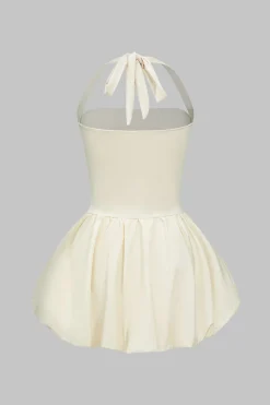 MICAS Mini Dresses-Backless Tie-Up Sleeveless Mini Dress IVORY