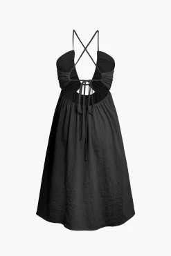 MICAS Midi Dresses-Backless V-neck Slit Midi Dress