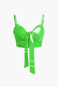 MICAS Pant Sets|Vacation Sets-Bamboo Leaf Print Knot Cami Top And Pants Set