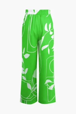 MICAS Pant Sets|Vacation Sets-Bamboo Leaf Print Knot Cami Top And Pants Set
