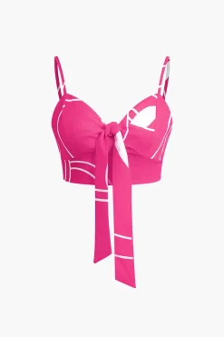 MICAS Pant Sets|Vacation Sets-Bamboo Leaf Print Knot Cami Top And Pants Set