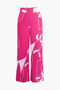 MICAS Pant Sets|Vacation Sets-Bamboo Leaf Print Knot Cami Top And Pants Set