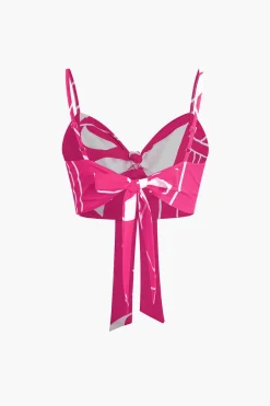 MICAS Pant Sets|Vacation Sets-Bamboo Leaf Print Knot Cami Top And Pants Set