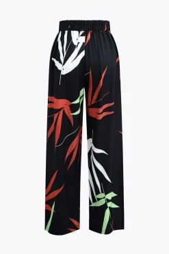 MICAS Pant Sets|Vacation Sets-Bamboo Leaf Print Knot Cami Top And Pants Set