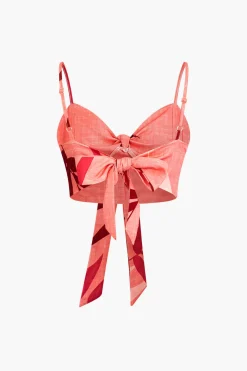 MICAS Pant Sets|Vacation Sets-Bamboo Leaf Print Knot Cami Top And Pants Set