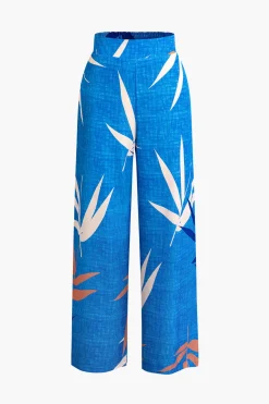 MICAS Pant Sets|Vacation Sets-Bamboo Leaf Print Knot Cami Top And Pants Set