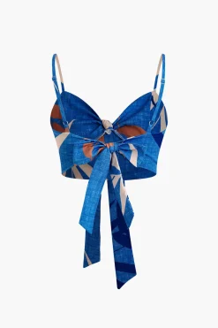 MICAS Pant Sets|Vacation Sets-Bamboo Leaf Print Knot Cami Top And Pants Set