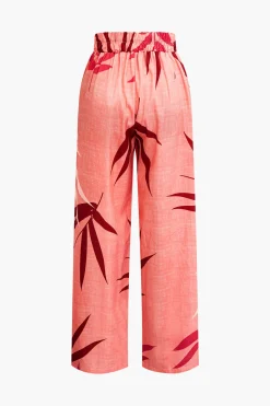 MICAS Pant Sets|Vacation Sets-Bamboo Leaf Print Knot Cami Top And Pants Set
