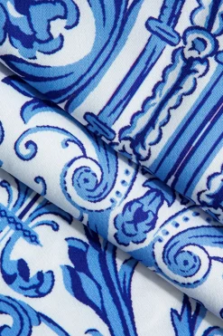 MICAS Maxi Dresses-Baroque Print Cross Cut Out Maxi Dress BLUE