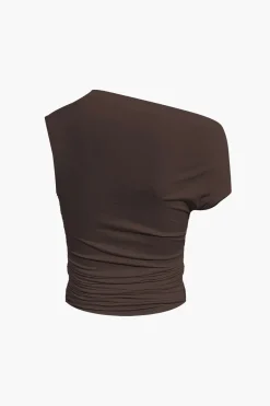 MICAS Skirt Sets|Vacation Sets-Basic Asymmetrical Ruched Crop Top And Tie Mini Skirt Set