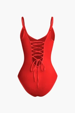 MICAS Bodysuits-Basic Braided Tie V-neck Cami Bodysuit