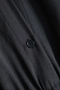 MICAS Jumpsuits & Rompers-Basic Button-Front Pocket Long Sleeve Romper BLACK