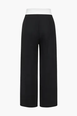 MICAS Pants-Basic Contrast High Waist Wide Leg Trousers