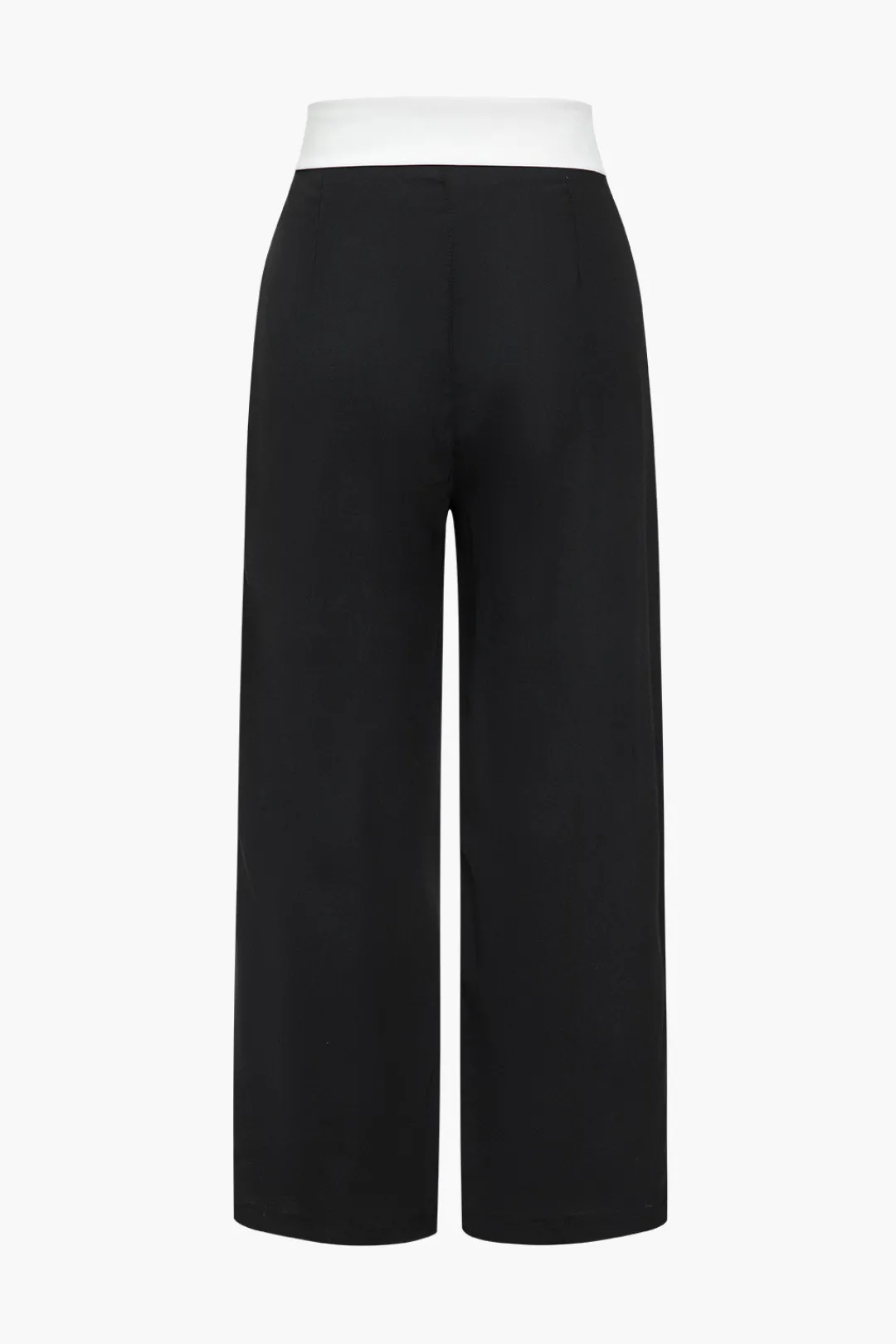 MICAS Pants-Basic Contrast High Waist Wide Leg Trousers