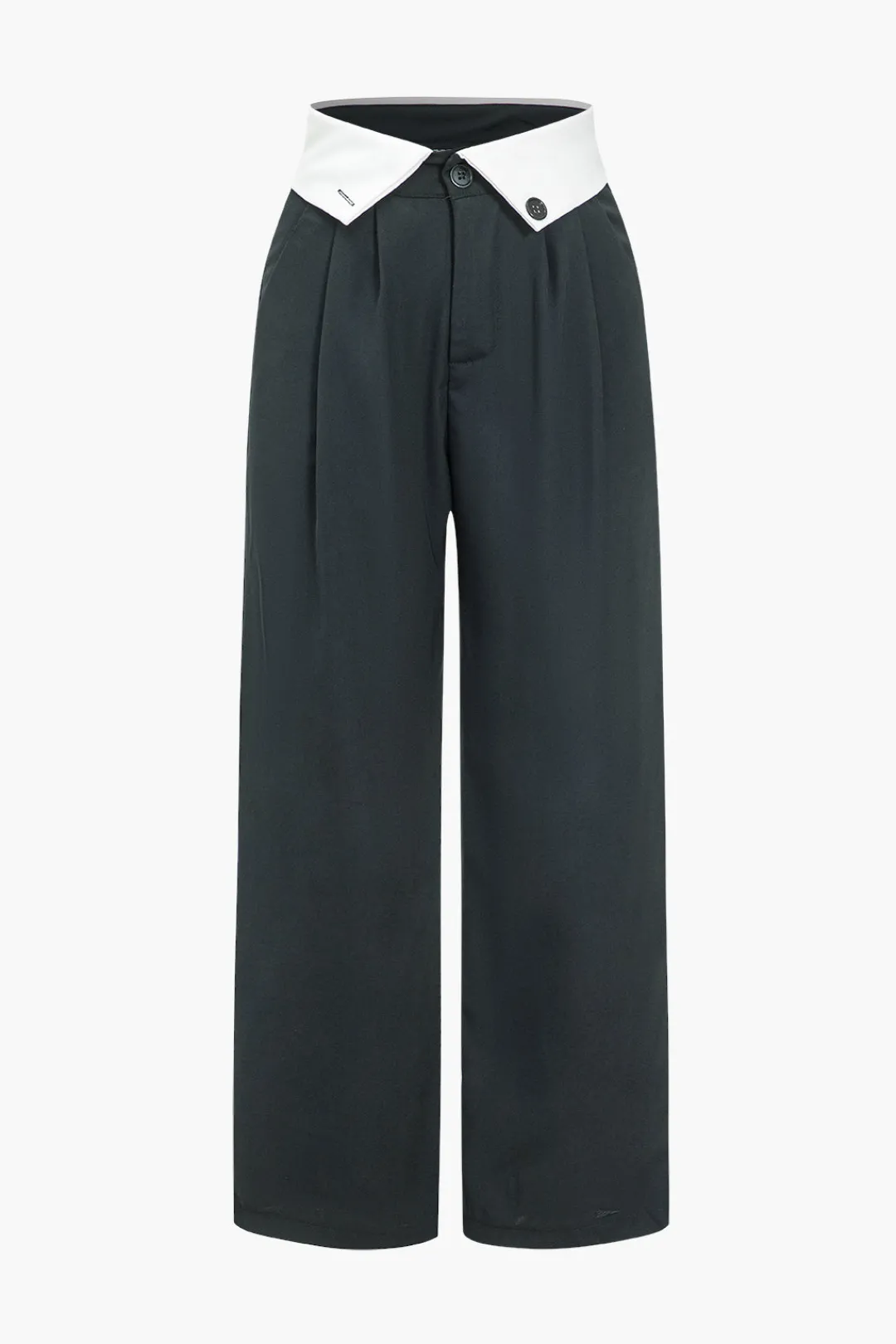 MICAS Pants-Basic Contrast High Waist Wide Leg Trousers