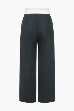 MICAS Pants-Basic Contrast High Waist Wide Leg Trousers