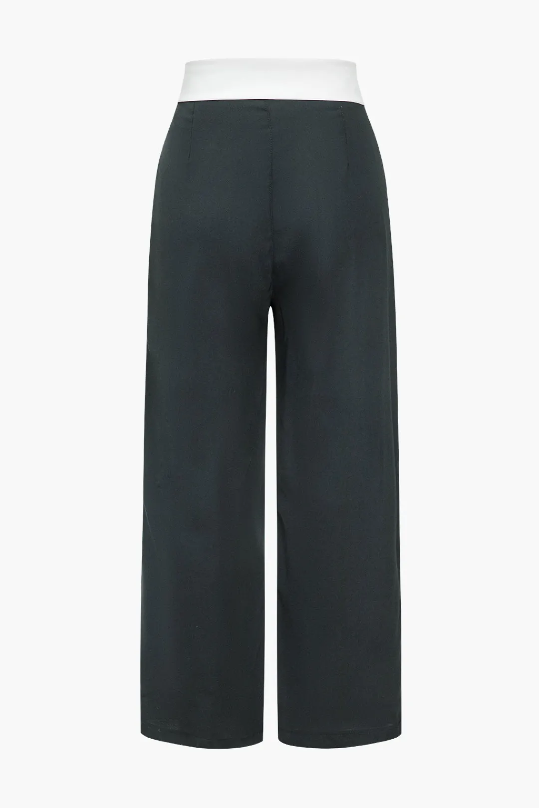 MICAS Pants-Basic Contrast High Waist Wide Leg Trousers