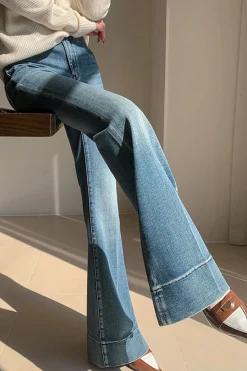 MICAS Jeans-Basic Denim High-Waisted Jeans STEEL BLUE