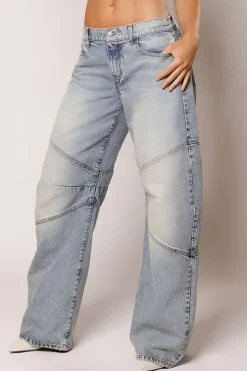 MICAS Jeans-Basic Faded Distressed Jeans BLUE