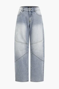 MICAS Jeans-Basic Faded Distressed Jeans BLUE