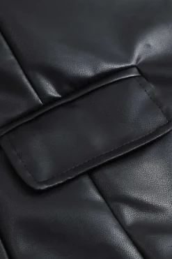 MICAS Outerwear|Outerwear-Basic Faux Leather Blazer BLACK