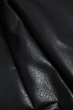 MICAS Outerwear|Outerwear-Basic Faux Leather Blazer BLACK