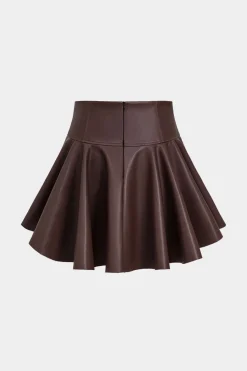 MICAS Skirts-Basic Faux Leather Pleated Mini Skirt