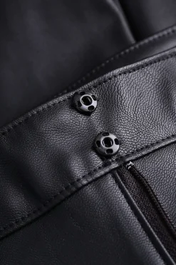 MICAS Maxi Dresses-Basic Faux Leather Trousers BLACK