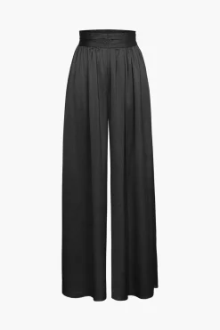 MICAS Pants-Basic Heavy Satin High Waisted Wide Leg Pants