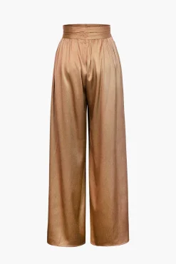 MICAS Pants-Basic Heavy Satin High Waisted Wide Leg Pants