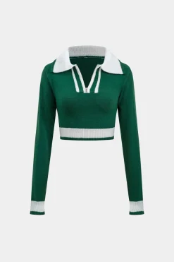 MICAS Knitwear|Knit Sets-Basic Knit Contrast Skirt Set DARK GREEN