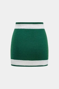 MICAS Knitwear|Knit Sets-Basic Knit Contrast Skirt Set DARK GREEN