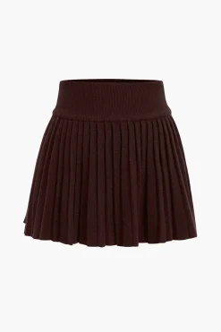 MICAS Knitwear|Knit Bottoms-Basic Knit Pleated Skirt