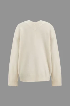 MICAS Knitwear|Knit Sets-Basic Knit V-Neck Top And Dress Set IVORY