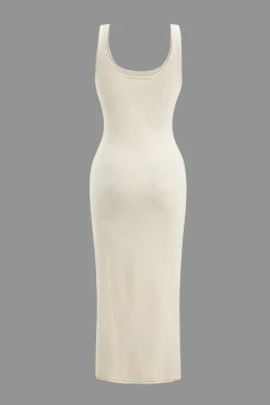 MICAS Knitwear|Knit Sets-Basic Knit V-Neck Top And Dress Set IVORY