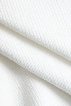 MICAS Knit Tops-Basic Knitted Cut Out Long-Sleeve Top WHITE