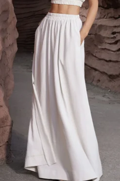 MICAS Skirts-Basic Linen High Waist Maxi Skirt IVORY