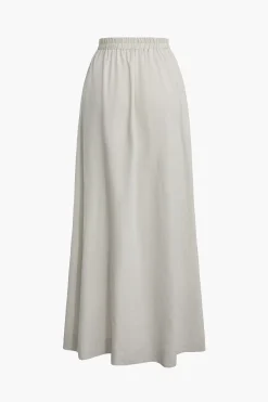 MICAS Skirts-Basic Linen High Waist Maxi Skirt IVORY