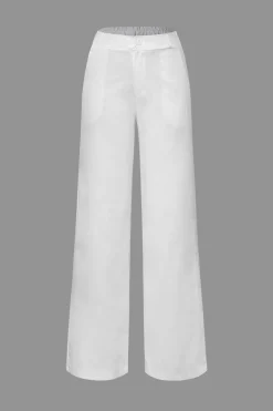 MICAS Pants-Basic Linen-Blend Straight Leg Pants