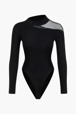 MICAS Bodysuits-Basic Long Sleeve Solid Bodysuit BLACK