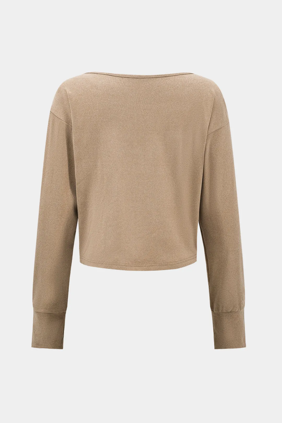 MICAS Pant Sets-Basic Long Sleeve Top And Trousers Set KHAKI