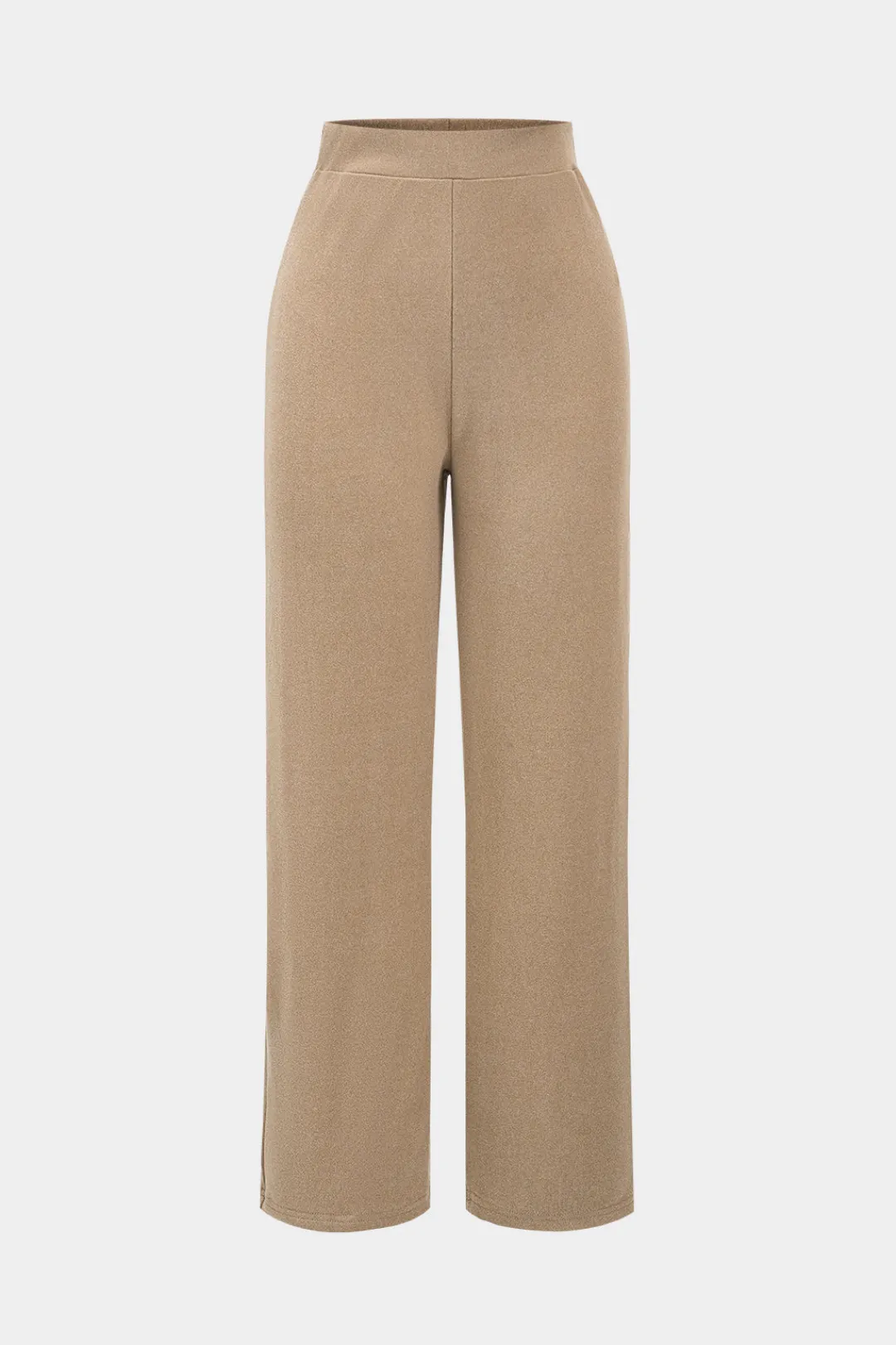 MICAS Pant Sets-Basic Long Sleeve Top And Trousers Set KHAKI