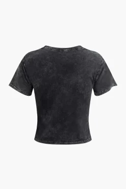 MICAS T-Shirts-Basic Retro Round Neck T-shirt BLACK